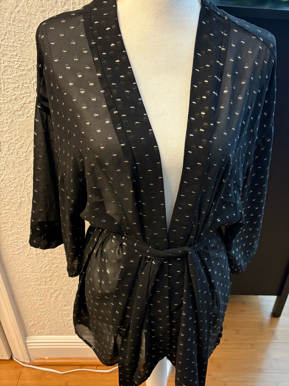 BCBGeneration Black Sheer with Metallic Dot Detail